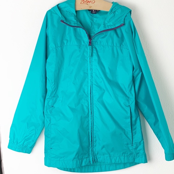 Lands' End Other - Lands End Girl’s Windbreaker Turquoise Hood sz 7-8